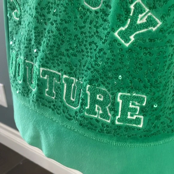 💥Rare-Juicy Couture Deadstock Kelly Green Velour /Sequence Zip Hoodie - Picture 11 of 16